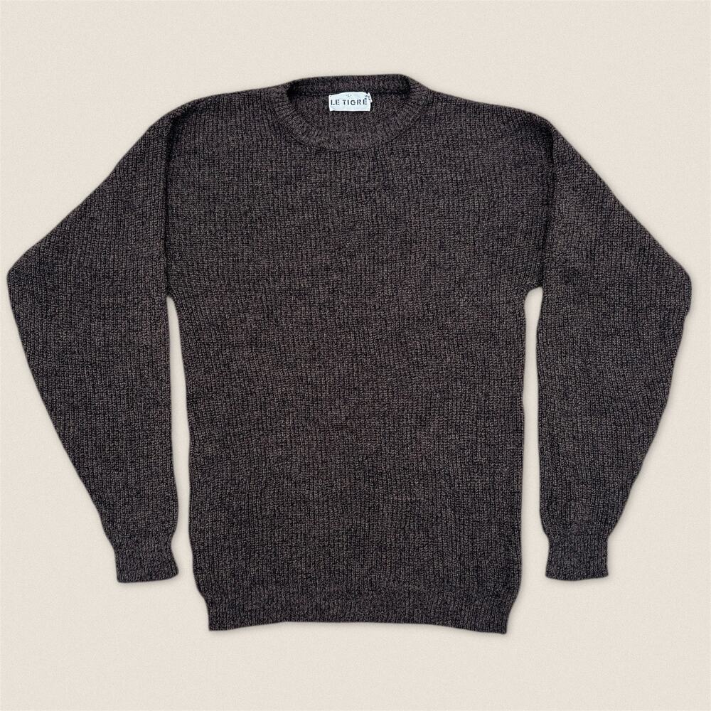 Vintage 90s Dark Brown Grandpa Sweater Le Tigre - Size Large Tall